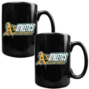  Oakland Athletics   MLB 2pc Black Ceramic Mug Set: Sports 