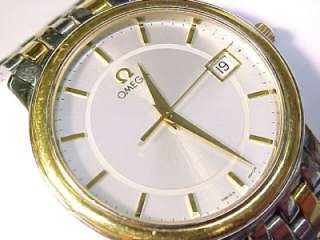 Omega De Ville Prestige ~ Vintage Mens Quartz Wristwatch w/ 18K Gold 