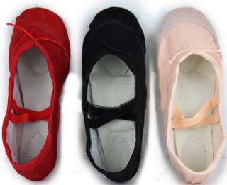 New Girls Canvas Ballet Dance Shoes Fitness Flat Slippers 3 Color (16 
