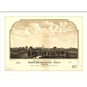 Historic North Bridgewater, Massachusetts, c. 1844 (L) Panoramic Map 
