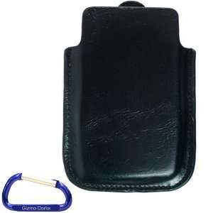 Black Faux Leather Clip Series Cell Phone Case with Free Carabiner Key 