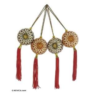   Cotton ornaments, Ruby Amethyst Fireworks (set of 4)