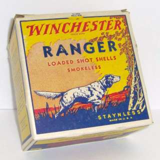 VINTAGE WINCHESTER 12 GA RANGER Empty SHOTGUN SHELL BOX w/POINTER 