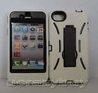   Skin + Plastic Hard Case with Stand for iPhone 4 4S (White)  