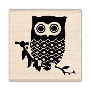 Mod Owl Wood Mounted Rubber Stamp 