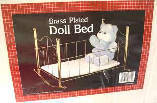 NIB BRASS PLATED ROCKING CRADDLE DOLL BED  