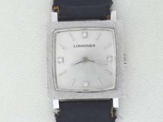   Solid 14K White Gold Diamond Manual Winding Women Leather Watch  