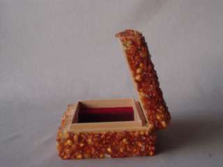 vintage rare amber adorned trinket jewelry box Russia  