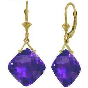   Leverback Earrings with Genuine Checkerboard Cut Amethysts Jewelry