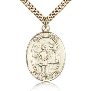  Gold Filled 1in St Vitus Medal & 24in Chain Jewelry