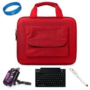  Red Nylon Hard Cube Carrying Case for Archos Arnova 9 G2 Android 