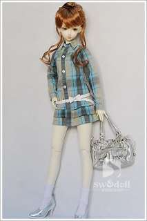 Super Dollfie(Luts)Outfit  Plaided Long Shirt for Girl  