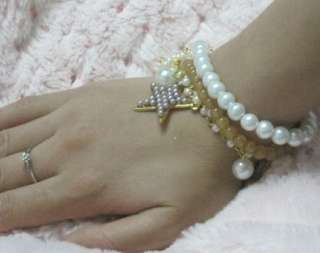 Fashion Music note star Imitation pearl multilayer bracelet  
