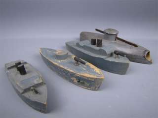 Vintage Lot Of 4 Wood Aircraft Carrier Ship Boat Toys  