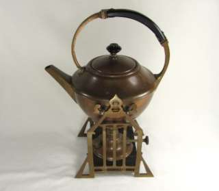 1904 Arts & Crafts Manning Bowman Copper & Brass Tipping Teapot Kettle 