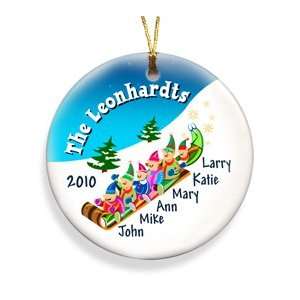  Personalized Family of 6 Elves Family Christmas Ornament 