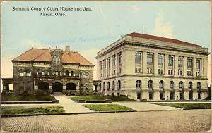 1912 Summit County Court House Jail Akron Ohio Postcard  