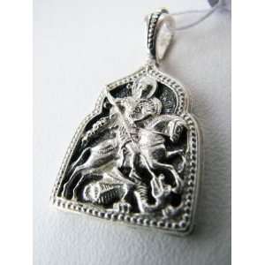  St. George Victorious, Solid Sterling Silver Icon, Pendant 
