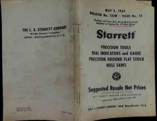 1964 vintage STARRETT TOOL CATALOG resale price list  