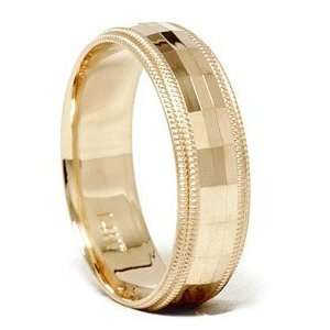  Mens 14K Gold Diamond Facet Cut Wedding Ring Band New 