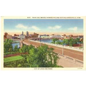 1940s Vintage Postcard Third Avenue Bridge, showing Milling Section 