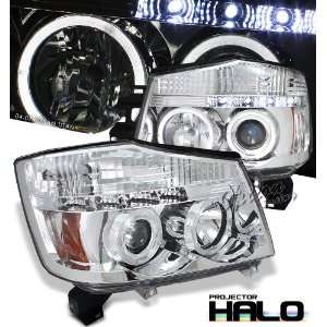   Titan Armada 04 07 Dual Halo Angel Eye LED Projector Headlights Chrome