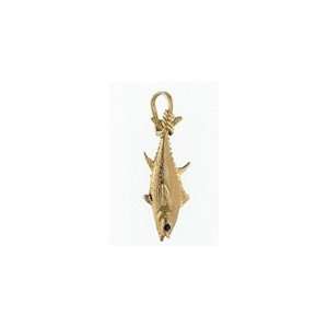  Reyes del Mar 14K Gold Small Tuna Hollow Nautical Pendant 