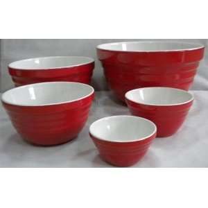  SALAD MIXING BOWL SET OF 5 BELLY RED