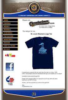St. Louis Steamers Logo Tee Shirt   NASL Soccer Galaxy  