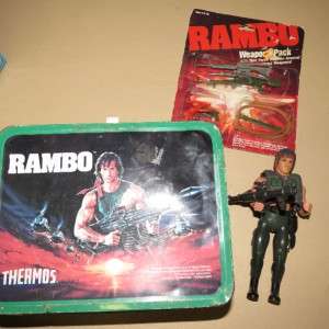 Vintage Rambo Lunch Box, Action Figure and Weapons Pack NIB  