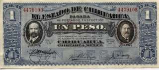   Un Peso, Bank Note, El Estado de Chihuahua, Mexico, June 1915,  