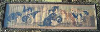 Vintage Antique Original Yard Long Print Kittens Cats  