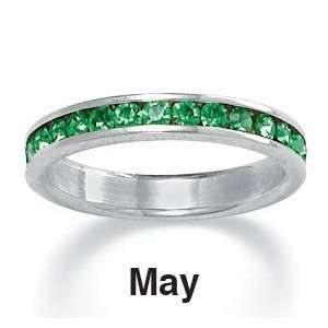  Birthstone Sterling Silver Eternity Band  May  Simulated Emerald