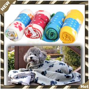 Hot Sell Soft Dog Cat Fleece Pet Paw Prints Blanket Mat Small Size 