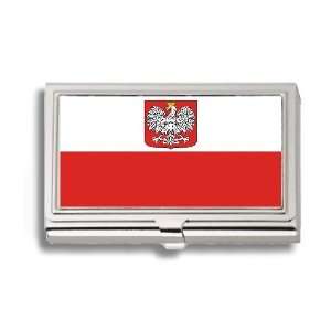 Poland Polish Polska Flag Business Card Holder Metal Case 