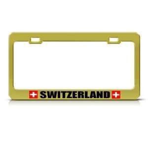  Switzerland Swiss Flag Gold Country Metal license plate 