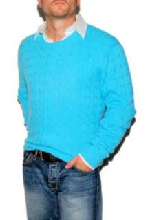   Ralph Lauren Mens Cashmere Cable Sweater Turquoise Blue XL: Clothing
