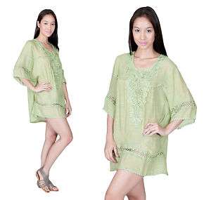   Embroidery Kaftan Caftan Versatile Blouse Mini Dress S M L XL  