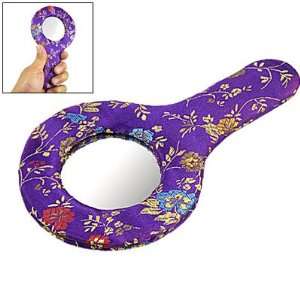  Embroidery Flower Make Up Hand Mirror Purple Yellow for Ladies: Beauty