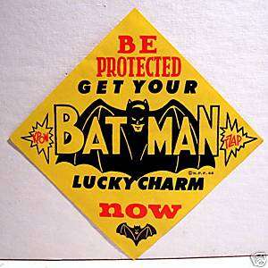 Batman Lucky Charm 1966 Gumball Vending Machine Sign  