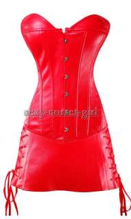 3XL Red Faux Leather Corset & Dress Bustier Sexy XXXL A059_red