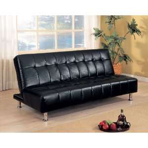    Coaster Black Faux Leather Armless Sofa Bed