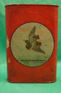 Vintage American Powder Mills Dead Shot Sporting Gun Powder Tin  