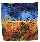 Art Silk Scarf Wrap w/ Van Gogh Wheatfield with Crows
