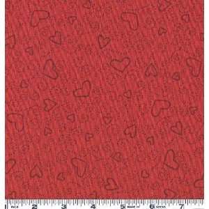  45 Wide Sweet Hearts Dots Red Fabric By The Yard: Arts 
