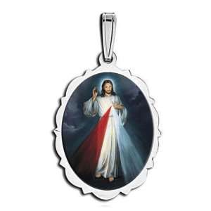 Divine Mercy Scallopped Oval Medal Color