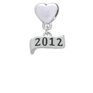  2012 Year Banner European Heart Charm Dangle Bead [Jewelry 