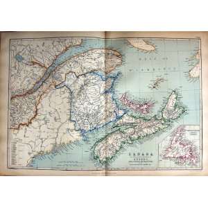  1872 Map Canada Quebec Nova Scotia Newfoundland Edward 