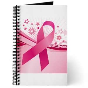 Journal (Diary) with Cancer Pink Ribbon Waves on Cover