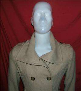 Andrew Marc Camel Wool & Leather Trench Coat Jacket 14  